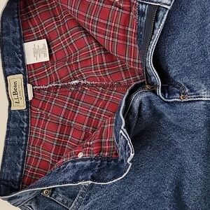 Vintage LL Bean Flannel Lined Relaxed Jeans Womens 12 P High Rise